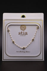 Enamel CZ Bezel Gold Plated Necklace
