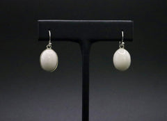 Sterling Silver and White Jade Earrings
