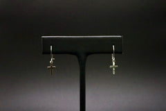 14k White Gold Plated Cross Earrings
