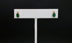14k Yellow Gold Nat. Emerald and Diamond Earrings