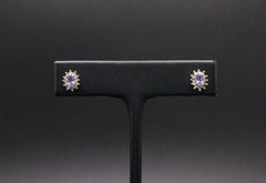 14k Yellow Gold Tanzanite and Diamond Earrings