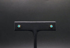 14k Yellow Gold and Synthetic Blue Zircon Earrings