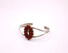 Zuni Coral and Sterling Silver Necklace, Earrings, and Bracelet Set
