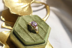 14k Yellow gold Amethyst and Diamond Ring