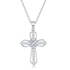 Sterling Silver CZ Cross Necklace