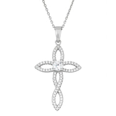 Sterling Silver, Open CZ Cross Pendant