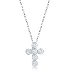 Sterling Silver, CZ Cross Necklace