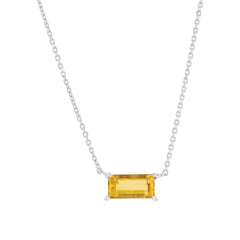 Sterling Silver, 5x10mm Rectangle Gem Necklace - Citrine