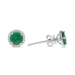 Round Emerald Earring 40 RD-0.08 2 EM-0.91