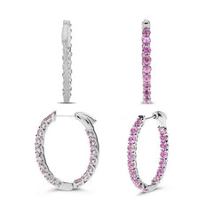 Round Pink Sapphire Earring