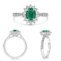 W 18K Ring .76RD .91EM
