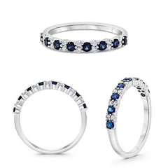 Round Sapphire Ring 14k White Gold MR970-0.50-W-SP