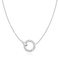 Miss Twinkle Silver Interlinked Circles Pave Necklace