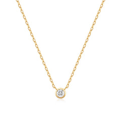 Sunshine Chaser Gold Round Solitaire CZ Necklace