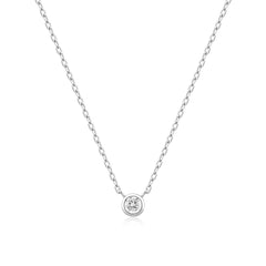 Sunshine Chaser Silver Round Solitaire CZ Necklace