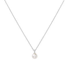 Miss Dainty Silver Shell Pearl Drop Pendant Necklace