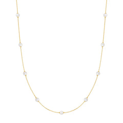 Miss Dainty Gold Shell Pearl Station Chain Necklace