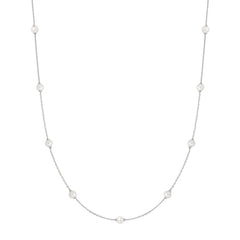 Miss Dainty Silver Shell Pearl Station Chain Necklace