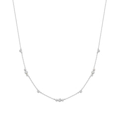 Miss Dainty Silver Sparkling Bezel CZ Station Necklace
