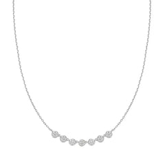 Miss Dainty Silver Pave Multi Beaded Chain Necklace