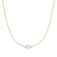 Gold Shell Pearl Cluster Necklace