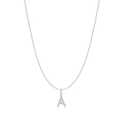 Silver Letter A Initial Necklace