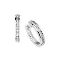 1/3 Ctw. Channel Set Diamond Hoop Earrings In 14K Gold