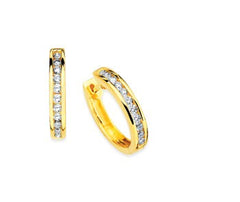 1/3 Ctw. Channel Set Diamond Hoop Earrings In 14K Gold