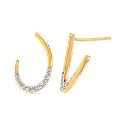 14k Yellow Gold and Diamond Post Earrings 0.21 cttw.