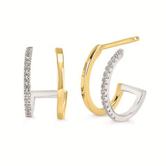 10k Two Tone Gold and Diamond Stud Earrings 1/6 cttw.
