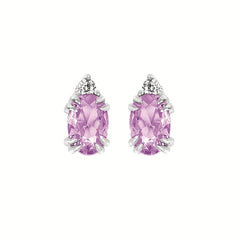 0.04Ctw Diamond & Created Alexandrite Birthstone Earrings