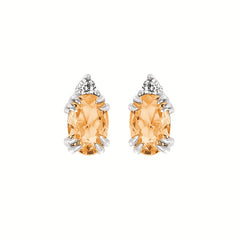 0.04Ctw Diamond & Citrine Birthstone Earrings