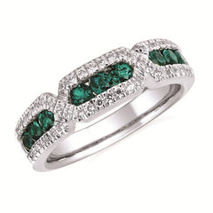 7/8 Tgw. Emerald And Diamond Fashion Ring In 14K Gold (Includes 1/4 Ctw. Diamonds)