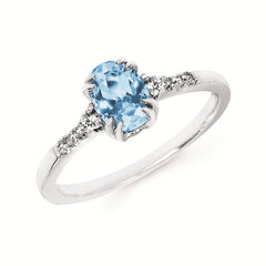 0.09Ctw Diamond & Blue Topaz Birthstone Ring