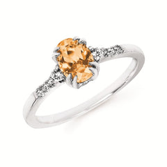 0.09Ctw Diamond & Citrine Birthstone Ring