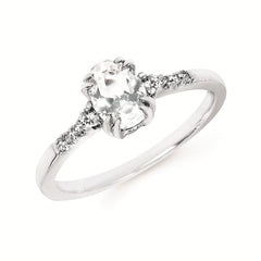 0.09Ctw Diamond & Created White Sapphire Birthstone Ring