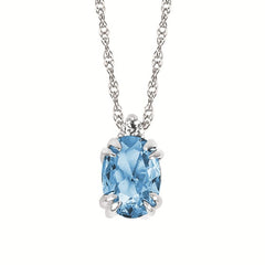 0.02Ctw Diamond & Blue Topaz Birthstone Pendant