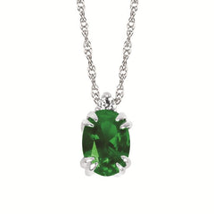 0.02Ctw Diamond & Created Emerald Birthstone Pendant