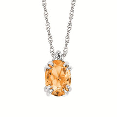 0.02Ctw Diamond & Citrine Birthstone Pendant