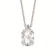 0.02Ctw Diamond & Created White Sapphire Birthstone Pendant