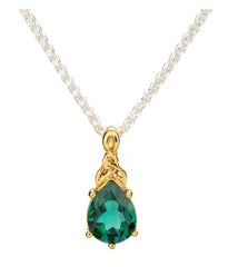 24k Vermeil over Silver Lab Grown Emerald Trinity Pendant