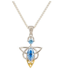 Silver and 18k Vermeil and Light Blue Moissanite Alchemy Angel Pendant