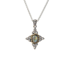 Sterling Silver and 10k gold Labradorite Celestial Small Pendant