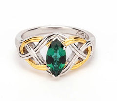 Silver and 18k Vermeil Lab Grown Emerald Alchemy Knot Ring