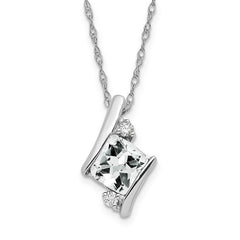 SS White Topaz and Diamond Pend Necklace
