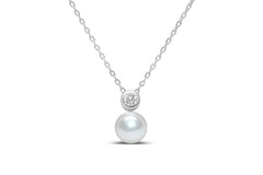 Pearl Bezel CZ Necklace (SILVER)