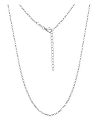 Sterling Silver, Small Cross with Diamond-Cut Rolo Chain Necklace