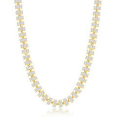 Sterling Silver, 6mm Barrel CZ Chain - Gold Plated