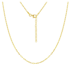 Sterling Silver 1.65mm Adjustable Paperclip Chain - Gold Plated