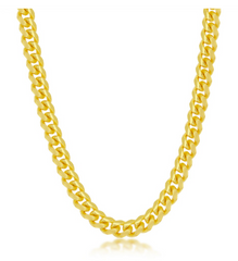 Sterling Silver 6mm 'Solid' Miami Cuban Chain - Gold Plated 22"